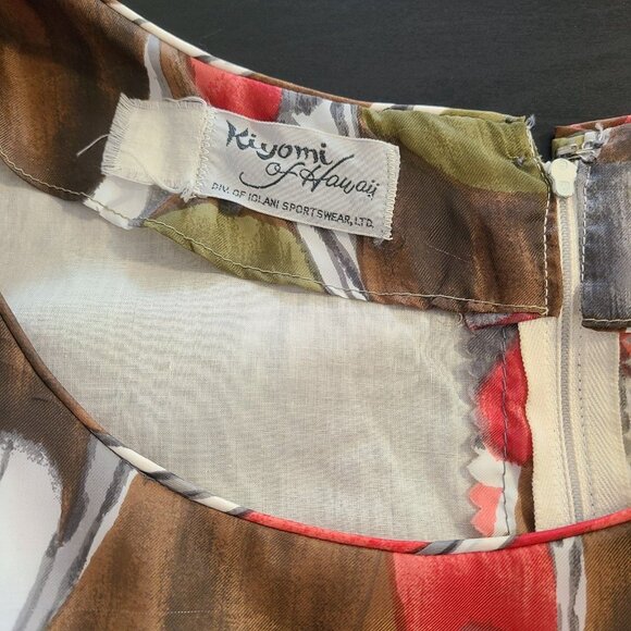 Vintage Kiyomi of Hawaii Maxi Dress Mumu 60s 70s Hawaiian Abstract Floral - Picture 4 of 9